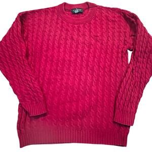 Vintage Hunt Club Mens M Red Cable Knit Sweater Classic Preppy USA